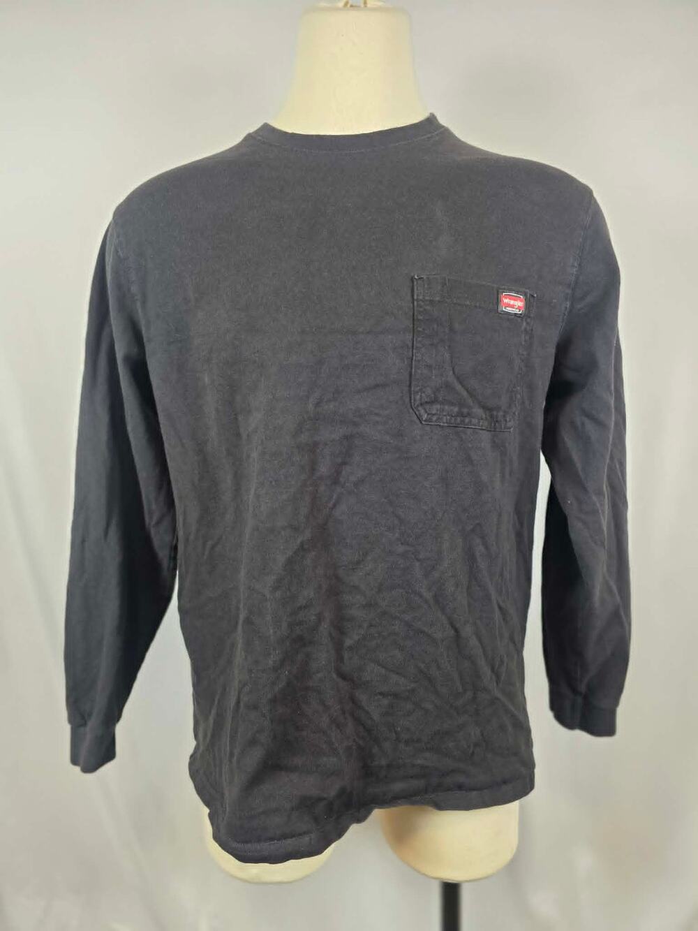 Wrangler Workwear Pocket Long Sleeve T-Shirt Black Men's XL Heavy Cotton
